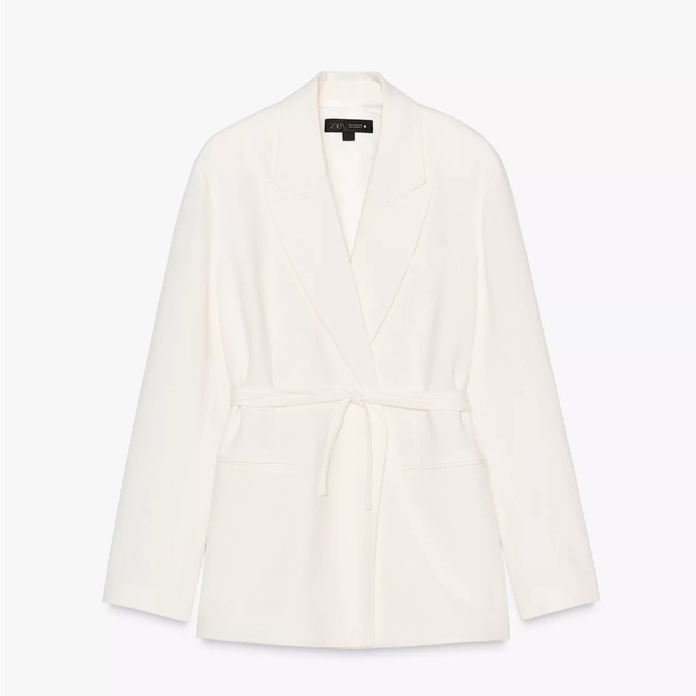 NWT Zara Cream White Linen Blend Women's Blazer